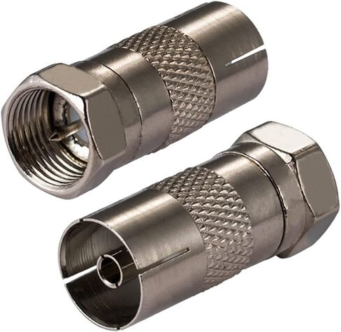 2PCS TV Aerial Coaxial Cable Adapter F Type Female to TV Male Adapter DVB-T T2 TV Tuner Antenna Adapter HD TV for TV Ariel BK LED 4K 3D UHD TV in Saudi Arabia