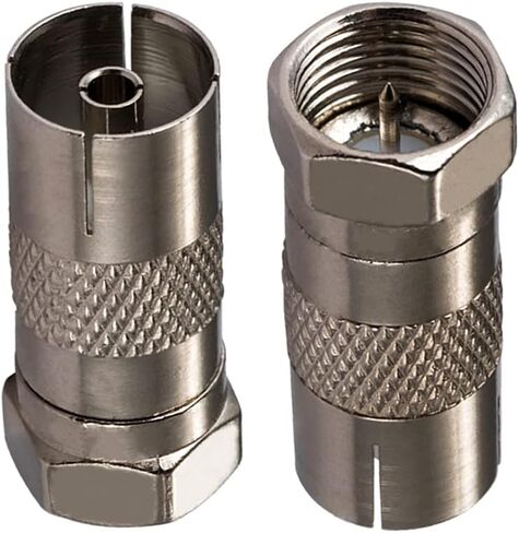 2PCS TV Aerial Coaxial Cable Adapter F Type Female to TV Male Adapter DVB-T T2 TV Tuner Antenna Adapter HD TV for TV Ariel BK LED 4K 3D UHD TV in Saudi Arabia