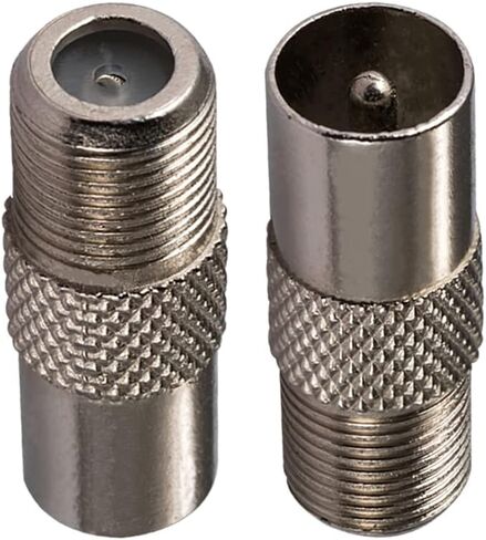 2PCS TV Aerial Coaxial Cable Adapter F Type Female to TV Male Adapter DVB-T T2 TV Tuner Antenna Adapter HD TV for TV Ariel BK LED 4K 3D UHD TV in Saudi Arabia
