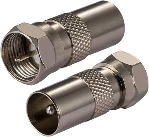 2PCS TV Aerial Coaxial Cable Adapter F Type Female to TV Male Adapter DVB-T T2 TV Tuner Antenna Adapter HD TV for TV Ariel BK LED 4K 3D UHD TV in Saudi Arabia