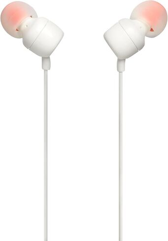 JBL Tune 110 - in-Ear Headphones Pure Bass Sound, 1-Button Remote, Microphone and Tangle-Free Flat Cable (Black) in Kuwait