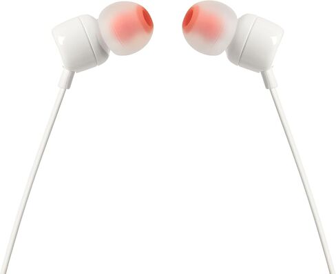 JBL Tune 110 - in-Ear Headphones Pure Bass Sound, 1-Button Remote, Microphone and Tangle-Free Flat Cable (Black) in Kuwait