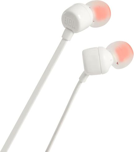 JBL Tune 110 - in-Ear Headphones Pure Bass Sound, 1-Button Remote, Microphone and Tangle-Free Flat Cable (Black) in Kuwait