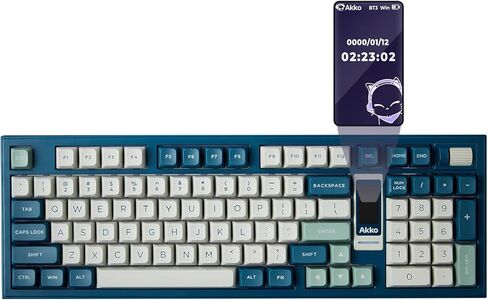 Akko 5098B Wireless Gaming Keyboard with Screen, Wasteland Survival Mechanical Keyboard with Scroll Wheel, Hot-Swappable Gaming Keyboard with Numberpad, RGB Gasket Keyboard, Piano Pre Lubed Switch in Kuwait