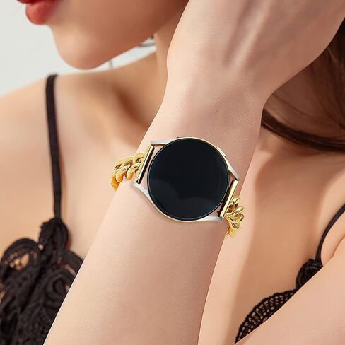 Metal Chain Band Compatible with Samsung Galaxy Watch 7 6 5 4 FE Band 40mm 44mm,Galaxy Active 2 Watch Band/Galaxy Watch 6 4 Classic, 20mm Stainless Steel Bracelet for Women Men in Kuwait