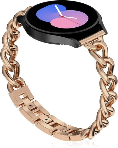 Metal Chain Band Compatible with Samsung Galaxy Watch 7 6 5 4 FE Band 40mm 44mm,Galaxy Active 2 Watch Band/Galaxy Watch 6 4 Classic, 20mm Stainless Steel Bracelet for Women Men in Kuwait