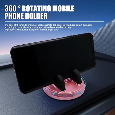 Pack-1 Car 1.69" x 2.83" Dashboard Mobile Phone Holder, Non-Slip One-Handed Holding Center Console Desktop Navigation Bracket, 360 Degree Rotatable Bracket, Universal for Cars Home (Black) in Saudi Arabia