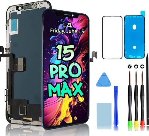 لاستبدال شاشة iPhone ، مجموعة أرقام شاشة Digitizer Digitizer 3D Touch Touch مع مجموعة أدوات الإصلاح وحامي الشاشة (15 Pro Max) in Saudi Arabia