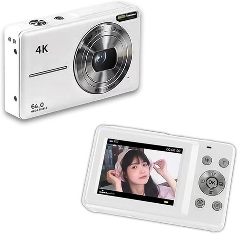 Andoer Kids Camera Compact Camera 4K/30Fps Small Digital Camera 64Mp Digital Video Camera 2.4 Inch Screen 18X Digital Zoom Built-in Battery Birthday for Teens Students Friends Travel in Saudi Arabia