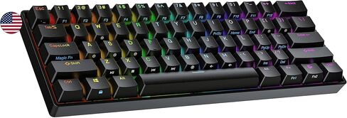 Ranked N60 Nova 60% Form Factor | Hot Swappable Mechanical Gaming Keyboard | 61 Keys Multi Color RGB LED Backlit for PC/Mac Gamer (White, Gateron Pro Brown) in Saudi Arabia