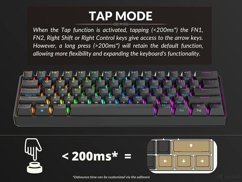 Ranked N60 Nova 60% Form Factor | Hot Swappable Mechanical Gaming Keyboard | 61 Keys Multi Color RGB LED Backlit for PC/Mac Gamer (White, Gateron Pro Brown) in Saudi Arabia