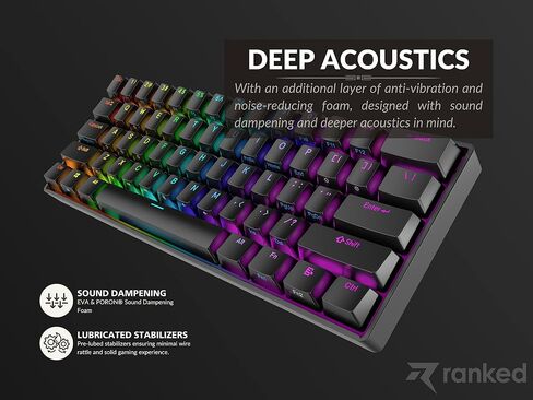 Ranked N60 Nova 60% Form Factor | Hot Swappable Mechanical Gaming Keyboard | 61 Keys Multi Color RGB LED Backlit for PC/Mac Gamer (White, Gateron Pro Brown) in Saudi Arabia