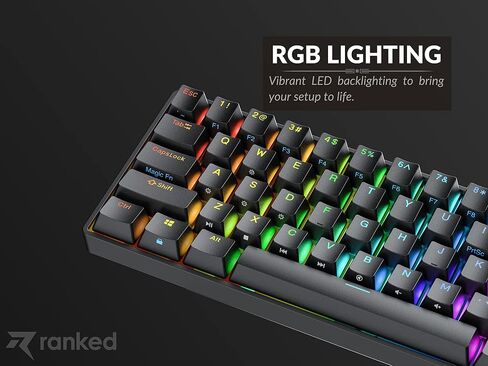 Ranked N60 Nova 60% Form Factor | Hot Swappable Mechanical Gaming Keyboard | 61 Keys Multi Color RGB LED Backlit for PC/Mac Gamer (White, Gateron Pro Brown) in Saudi Arabia