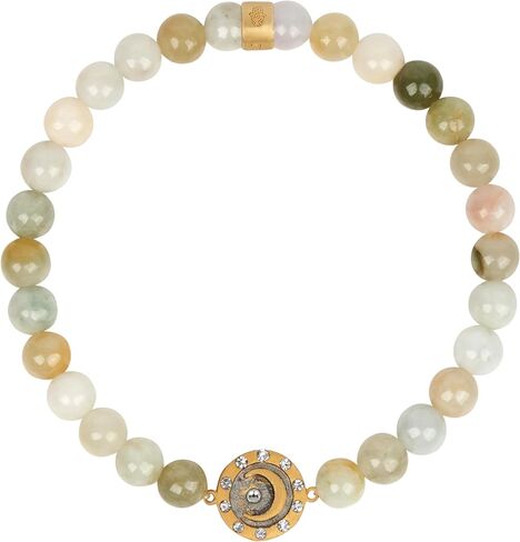 KARMA AND LUCK Luckiest Manifestation Jade & Garnet Hamsa Bracelet for Men and Women, Gold-Plated Brass, Size 7" Stretch in Kuwait