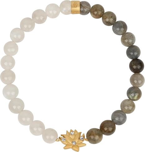 KARMA AND LUCK Luckiest Manifestation Jade & Garnet Hamsa Bracelet for Men and Women, Gold-Plated Brass, Size 7" Stretch in Kuwait
