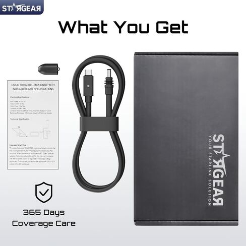 Starlink Mini Cable 6.5FT, 18AWG 140W Starlink USB C to DC Power Cable with Smart Protocol Chip, Waterproof Design, Mini Accessories Compatible with 100W+ PD Source, 28V PPS 20V PD Protocols in Kuwait