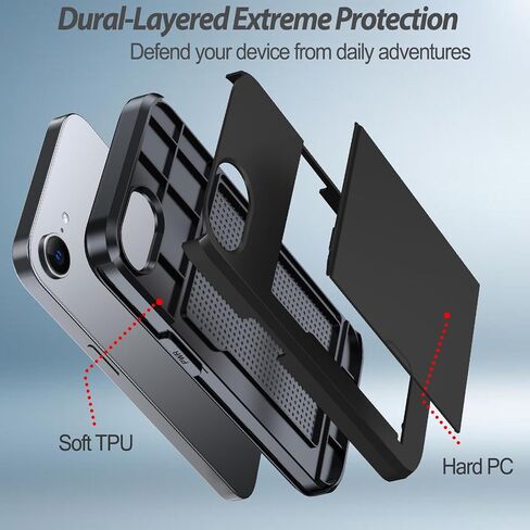 للحصول على محفظة iPhone 16e مع حامل البطاقة + 2 شاشة زجاجية مُفهنة واقي وقائي مخبأة ، Slim Case Case for iPhone 16e 6.1 "(أسود) in Kuwait