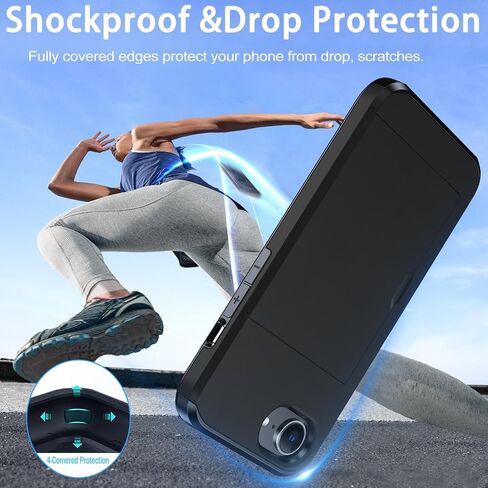 للحصول على محفظة iPhone 16e مع حامل البطاقة + 2 شاشة زجاجية مُفهنة واقي وقائي مخبأة ، Slim Case Case for iPhone 16e 6.1 "(أسود) in Kuwait