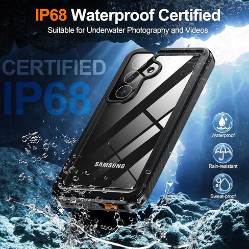ANTSHARE for Samsung Galaxy S25 Case Waterproof, [IP68 Underwater] Built-in Screen/Camera Protector, 12 FT Military Dropproof Full Body Shockproof, Protective Phone Case for Galaxy S25 Case 6.2"-Black in Kuwait