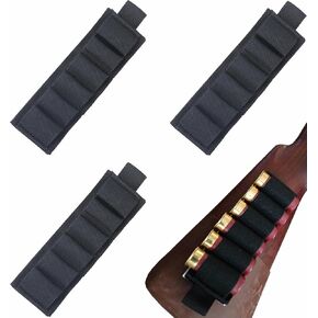 Mxeol 6 Rounds Shotgun Shell Holder,12/20 Gauge Shotgun Shell Holder Molle Buttstock Shotgun Card with Adhesive Back Sticker,Pack of 4