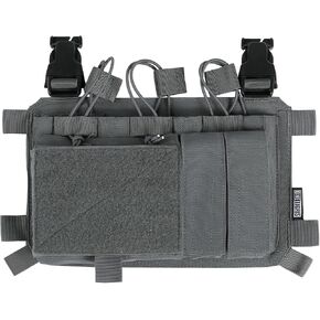 OneTigris Triple Mag Pouch with Utility Pouch Tactical Placard for M4 Magazines & Pistol Magazines Gray