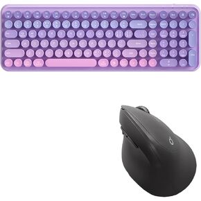 Wireless Typewriter Style Keyboard with Dual-Mode Ergonomic Vertical Mouse