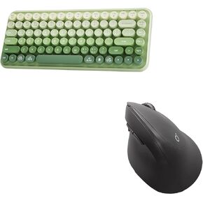 Tri-Mode Typewriter Style Keyboard with Dual-Mode Ergonomic Vertical Mouse