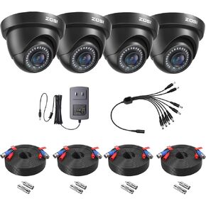 ZOSI 4 Pack 2MP FHD 1080p Dome Camera Housing Outdoor Indoor (Hybrid 4-in-1 CVI/TVI/AHD/960H Analog CVBS), 24PCS LEDs, 80ft IR Night Vision CCTV Security Camera with 105° Wide Angle