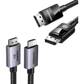 UGREEN VESA Certified 8K DisplayPort Cable 6.6FT, DP 1.4 Displayport to Displayport Cable Support 8K@60Hz, 4K@240Hz, FreeSync, G-Sync, HDR, 32.4Gbps for HDTVs, Displays, Monitors, Graphics, PC