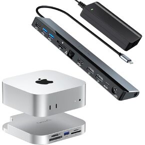 Mac Mini M4 Dock with 10Gbps CFexpress Type A/Type B Card Slot and USB C Docking Station Dual Monitor