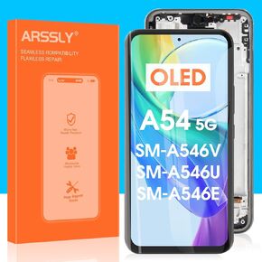 OLED Screen Replacement for Samsung Galaxy A54 5G LCD Display A546 Digitizer Touch Screen Assembly for SM-A546E,SM-A546B,SM-A546U(Black with Frame,Support Fingerprint)
