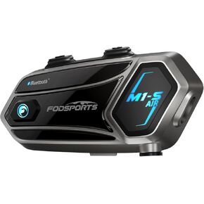Fodsports M1-S Air Motorcycle Helmet Bluetooth, 4 Riders Motorbike Intercom Headset with Music Sharing, 1000 m Helmet Communication Systems, Quick Pairing/FM Radio/Handsfree/Stereo Music(2 Pack)