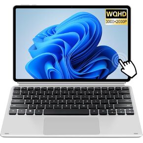 VGKE 2-in-1 Touch-Screen Laptop, 12.3" 3K IPS Tablet PC with Keyboard, Intel Celeron J4125, Up to 2.7Ghz, 8GB RAM, 256GB SSD, USB Type-C, Webcam, Silver