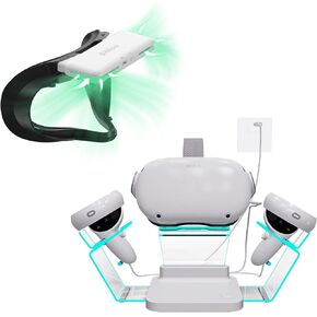 HiBloks Charging Station for Oculus Quest 2 & HiBloks Cooling Fan Face Cover for Meta/Oculus Quest 2 Accessories