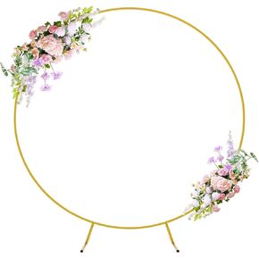 6.6ft Round Backdrop Stand, Balloon Arch Stand Stable Metal Circle Arch Backdrop Stand Frame for Ceremony Wedding Birthday Party Decoration(Gold)