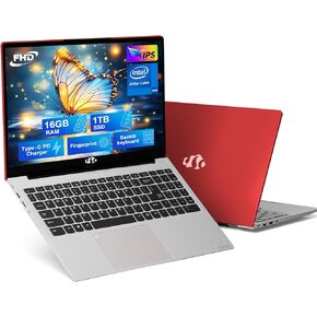 NIMO 15.6 FHD Student Laptop, 16GB RAM 1TB SSD, Backlit Keyboard, Fingerprint, 4-Cores Pentium N100 (Beat i3-1115G4, Up to 3.4GHz), Numpad, WiFi 6, IPS Computer, Win 11, RED