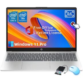 HP Touchscreen Laptop Computer - Windows 11 Pro • Lifetime Microsoft Office • Intel UHD Graphics i3-1215U • HD 250 nits Display • 16GB RAM • 512GB SSD • Wi-Fi 6E • w/DVD Drive