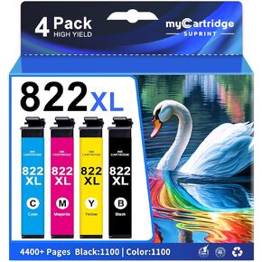 822XL Ink Cartridges Combo Pack Remanufactured Replacement for Epson 822XL Ink Cartridges for 822XL Printer Ink Epson use with WF-3820 Printer Ink Cartridges Workforce Pro WF-4820 WF-3820 WF-4820 822