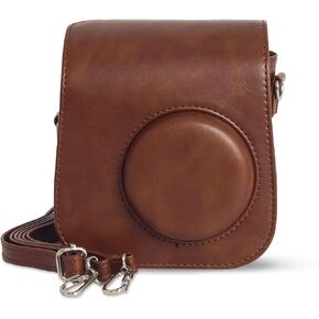 MOSISO Camera Protective Case Compatible with Instax Mini SE, Vintage PU Leather Instant Camera Carrying Storage Bag with Adjustable Shoulder Strap&Pocket for Instax Mini SE Film, Brown