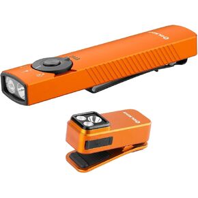 OLIGHT Arkfeld Pro Rechargeable EDC Flat Flashlight Bundle with Oclip Pro Flashlights Clip-on Light (Orange)