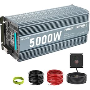 Power Inverter 5000 watt 12v to 110v /120V Inverter for car Vehicles Truck Camping Solar Panel Power Converter Adapter with Clamps and Remote Inverter 5000W