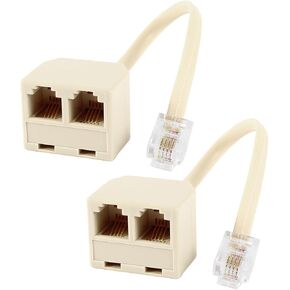uxcell 6P4C RJ11 Male to 2 Female Splitter Telephone Connector, 2-Pieces