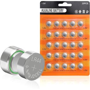 25 Pack LR44 Batteries,Premium Alkaline AG13 L1154F SR44 357 303 A76 lr44 1.5v Battery, LR44 Button Batteries for Watch Batteries