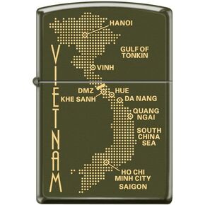 Zippo Lighter- Vietnam Dot Map War Green Matte Windproof Lighter #Z5287