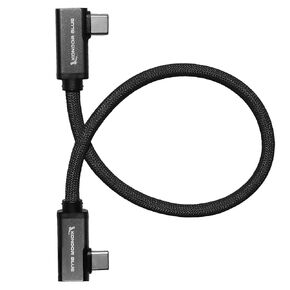 KONDOR BLUE | Dual Right Angle 12" USB-C Braided Cable for 8K Data and Power Delivery | 20 Gb/s Transfer Speed, USB PD 100W Charging, & Thunderbolt 3 Compatible | Black