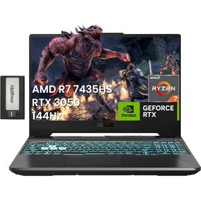 ASUS TUF A15 15.6" FHD 144Hz Gaming Laptop, AMD Ryzen 7 7435HS, NVIDIA GeForce RTX 3050, 32GB DDR5, 1TB SSD, Backlit Keyboard, Wi-Fi 6, Win 11 Pro, Black, 256GB Docking Station Set