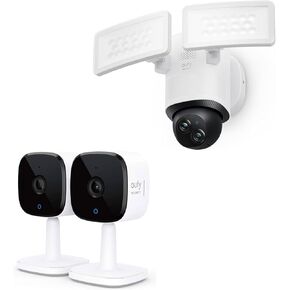 eufy Security Indoor Cam C120 2-Cam Kit, 2K Security Indoor Camera Floodlight Camera E340 Wired, 360° Pan and Tilt