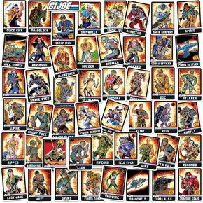 G.I. Joe Retro Card 50ct Vinyl Large Deluxe Stickers Variety Pack - Laptop, Water Bottle, Scrapbooking, Tablet, Skateboard, Indoor/Outdoor
