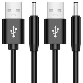 APETOO 2-Pack 5V USB to DC 3.5mm x 1.35mm Plug Charging Cable Nylon Braided Replacement Charger Cord for Foreo Luna Series/Foreo ISSA Series E-Toothbrush, Hub, Mini Speaker/Fan, Table Lamp - 3.3ft