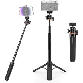 PULUZ Camera Tripod Stand, Mini Desktop Aluminum Tripod Selfie Stick with Cold Shoe, 360° Ball Head with 1/4 Inch Screw, Selfie Stick for All Gopro 13 12 11/DJI Action 5 4 3/Insta360 Ace Pro